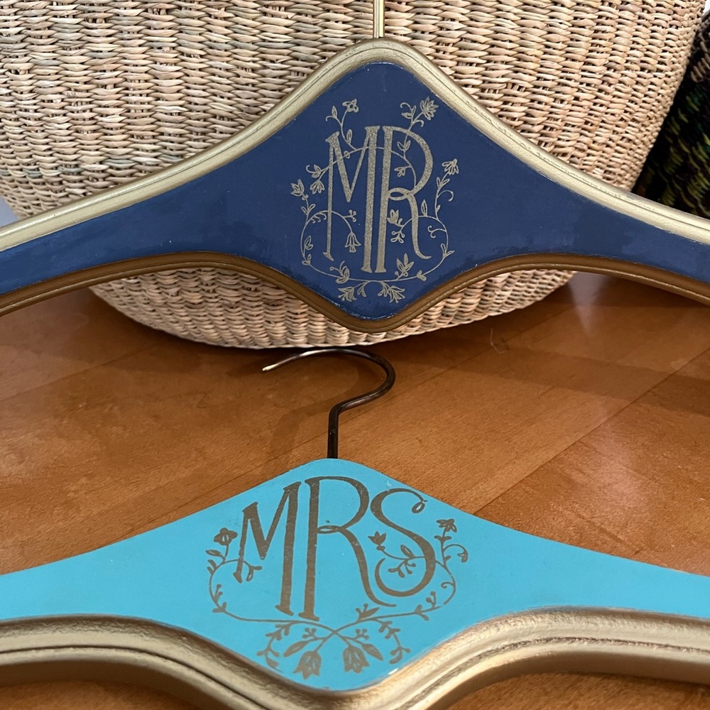 Anthropologie Mr and Mrs hangers BHLDN